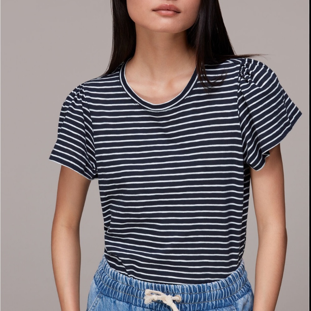 CHARTER CLUB cotton shirt top black white striped